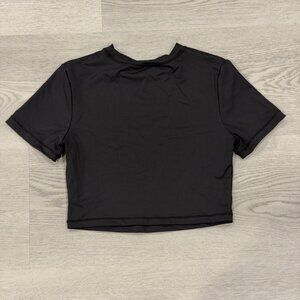 SKIMS Black Crop Top Size P/S Petite Small Stretchy Nylon Spandex Athleisure